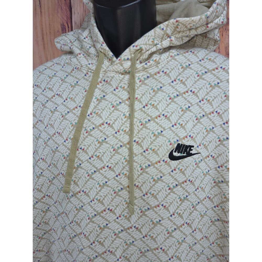 Nike Beige Patterned Hoodie Sweatshirt XL - Picture 3 of 7